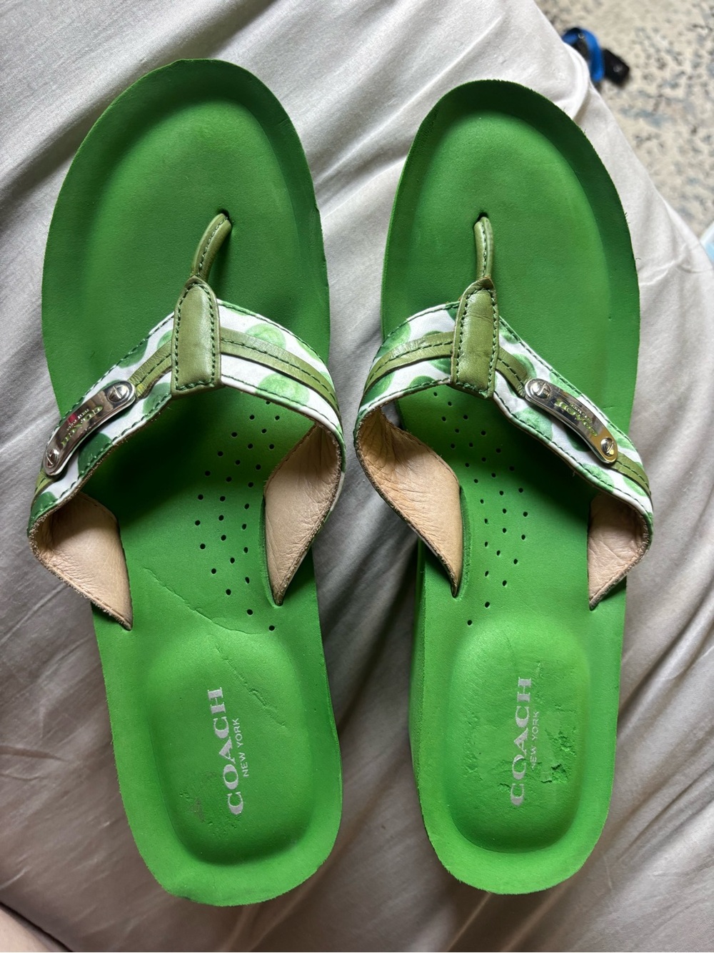 Coach Green Slip-On Sandals Chunky